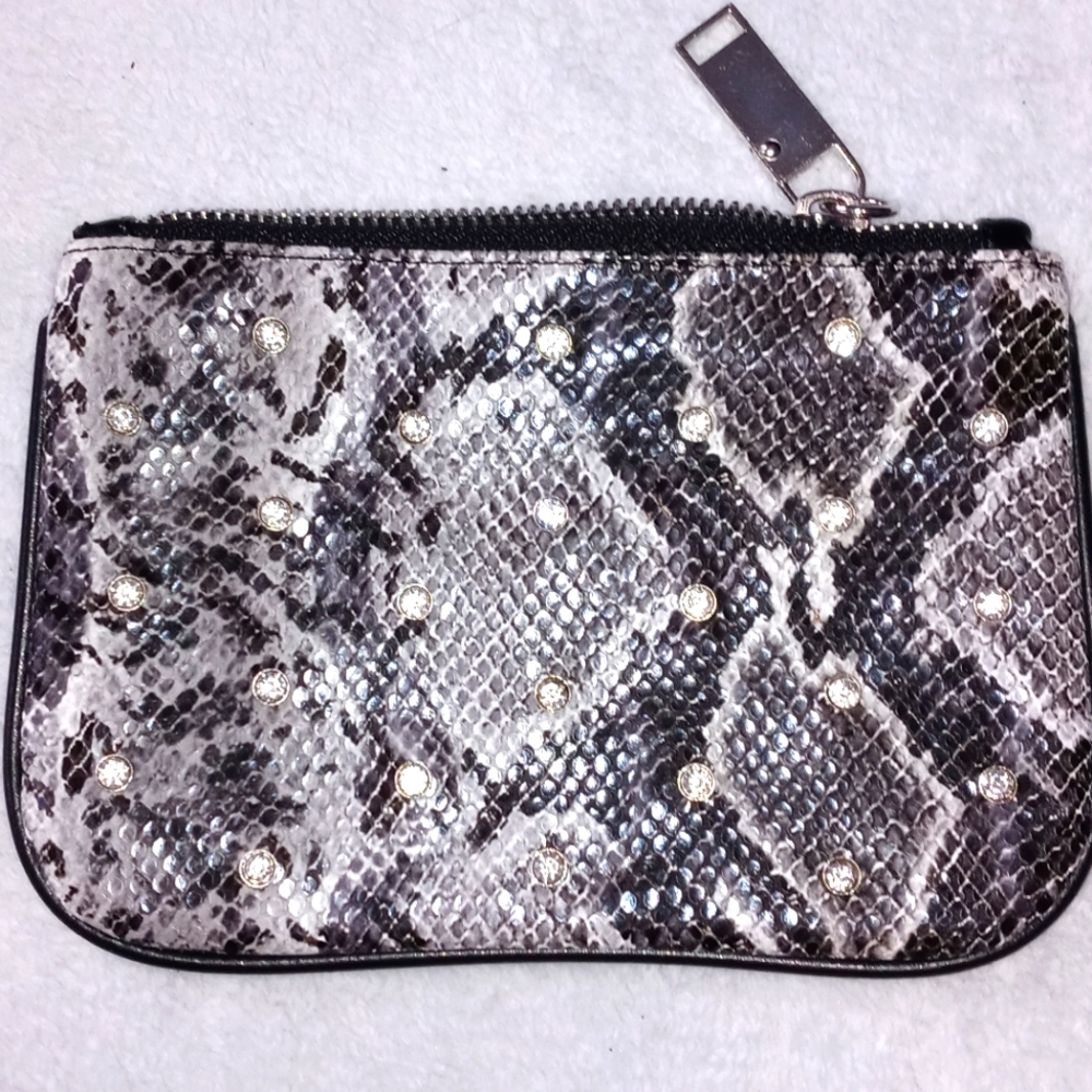 Black and Grey snake skin fabric wristlet